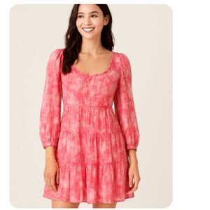 Marchesa Notte Womens Pink Gathered Metallic Fil Coupé Organza Mini Dress 4